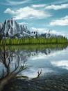 Cartoon: Reflections (small) by alesza tagged digital,digitalart,digitalpainting,reflection,mountains,environment,freedom,landscape,nature,painting,procreate,ipadart,wanderlust,outdoors,tranquility