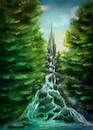 Cartoon: Viktoriapark in Berlin (small) by alesza tagged berlin viktoriapark park germany illustration kreuzberg painting digital art waterfall monument tree travel traveling destination