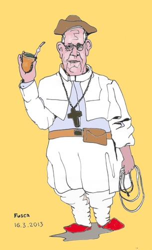 Cartoon: South American pope (medium) by Fusca tagged pope,francis,papa,francesco,francisco