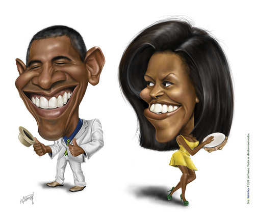 Cartoon: BraZileirinhos (medium) by lufreesz tagged freesz,lu,lufreesz,states,united,eua,usa,caricature,caricatura,cartum,michelle,barack,obama,brazil,brasil,brazileirinhos