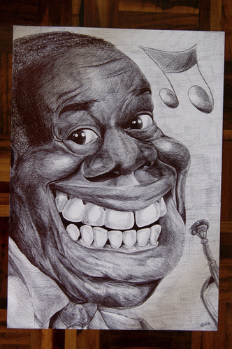 Cartoon: Louis Armstrong (medium) by lufreesz tagged louis,armstrong,caricature