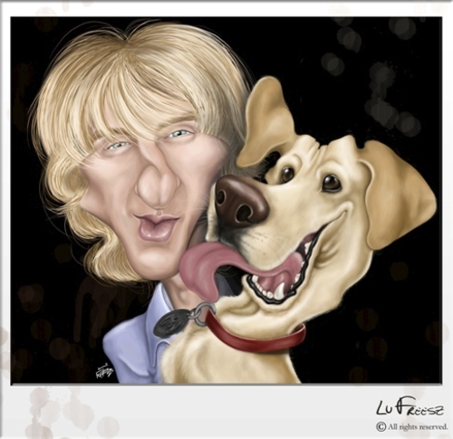 Cartoon: Owen Wilson and Marley (medium) by lufreesz tagged me,and,marley,caricature,wilson,owen