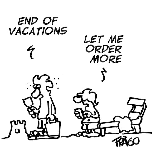 Cartoon: end of vacations (medium) by fragocomics tagged holidays,vacations,summer,beach,sea,holidays,vacations,summer,beach,sea
