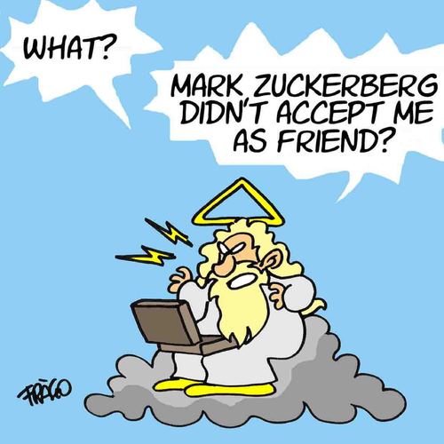 Cartoon: Facebook (medium) by fragocomics tagged zuckerbook,facebook,internet,kommunikation,social network,netzwerk,soziales netzwerk,freunde,gott,mark zuckerberg,freundschaft,social,network,soziales,mark,zuckerberg