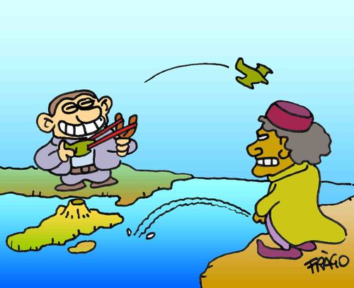 Cartoon: Gaddafi cannot hit italy (medium) by fragocomics tagged gaddafi,libia,crisis,war,patrol,brent,gas,nato,station,darth,vader,coalition,europe,sarkozy,onu,gaddafi,libyen,berlusconi