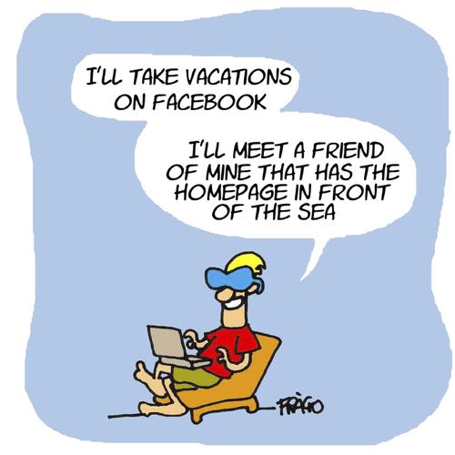 Cartoon: Summer vacations (medium) by fragocomics tagged summer,holiday,holidays,vacation,vacations,sea,facebook,homepage,humour,beach,sommer,ferien,facebook,technologie,netzwerke,soziale netzwerke,kommunikation,computer,soziale,internet