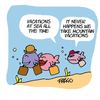 Cartoon: Summer vacations (small) by fragocomics tagged summer,vacation,vacations,fish,holiday,holidays,beach,sea,mountain,mountains,relax,humour