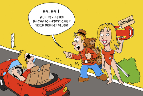 Cartoon: Baywotsch (medium) by ChristianP tagged baywatch