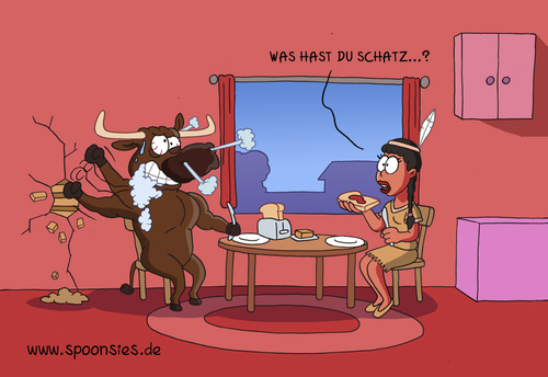 Cartoon: stier und squaw (medium) by ChristianP tagged stier,und,squaw