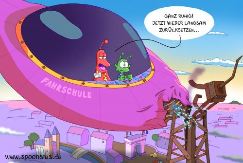 Cartoon: ufofahrschule (medium) by ChristianP tagged ufofahrschule