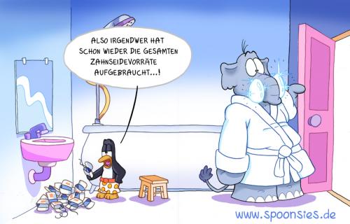 Cartoon: zahnseide (medium) by ChristianP tagged zahnseide,elefant