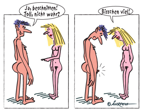 Cartoon: Beschnitten (medium) by rpeter tagged mann,frau,liebe,klein