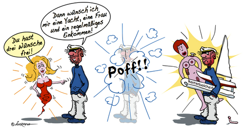 Cartoon: Die gute Fee (medium) by rpeter tagged fee,wünsche,mann,frau,yacht,puppe