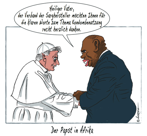 Cartoon: Lobbyist (medium) by rpeter tagged papst,afrika,kondome,verdikt,aids,verhütung,katholisch