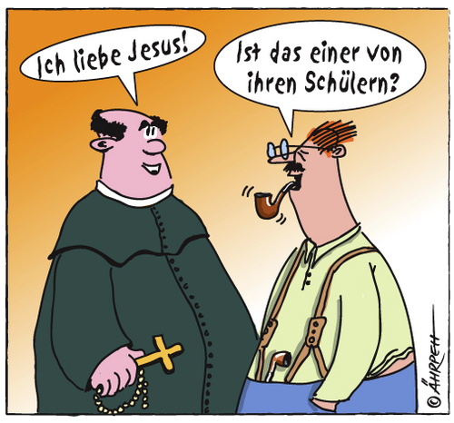 Cartoon: Schülerliebe (medium) by rpeter tagged kirche,katholische,schüler,katholisch,liebe,jesus,missbrauch