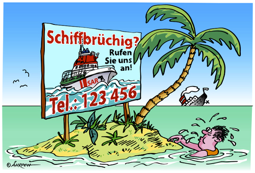 Cartoon: Service (medium) by rpeter tagged schiffbruch,meer,schiff,insel