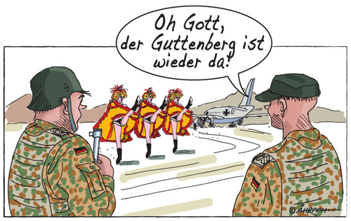 Cartoon: Showtime (medium) by rpeter tagged guttenberg,krieg,afghanistan,truppenbesuch