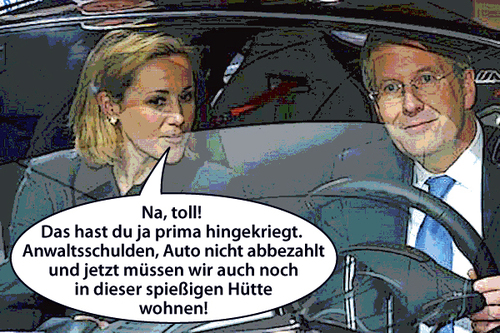 Cartoon: Wieder zu Hause (medium) by rpeter tagged wulff,bettina,bundespräsident