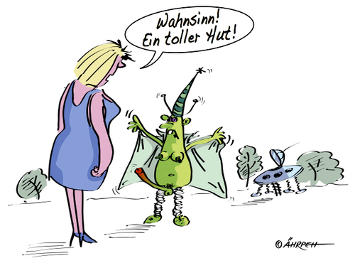 Cartoon: Worauf Frauen achten... (medium) by rpeter tagged frau,marsmännchen,all,untertasse,raumschiff