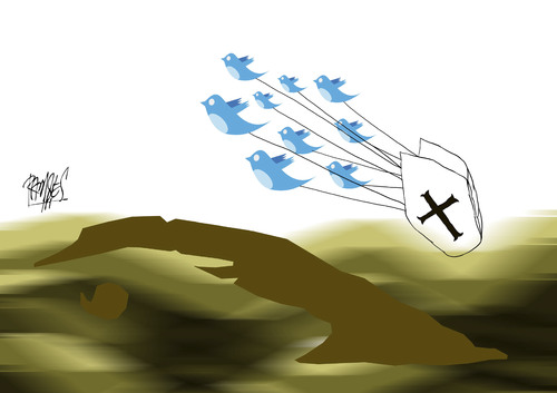 Cartoon: Messenger of peace (medium) by Ramses tagged pope,vatican,cuba,visit,twitter