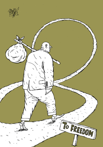 Cartoon: The longest path (medium) by Ramses tagged freedom,dreams,trues,life,man