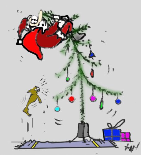 Cartoon: Santa Claus (medium) by Monica Zanet tagged santa,claus,xmas,thief,christmas,dog
