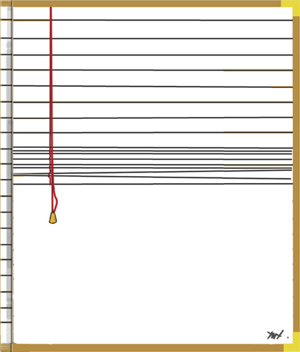Cartoon: Notebook (medium) by Monica Zanet tagged window,literature,blind,story,notebook,write,writer,zanet