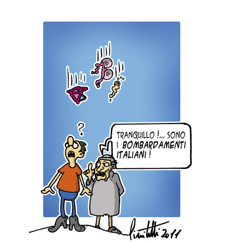 Cartoon: Bombardamenti (medium) by ignant tagged guerra,in,libia,cartoon,humor,war