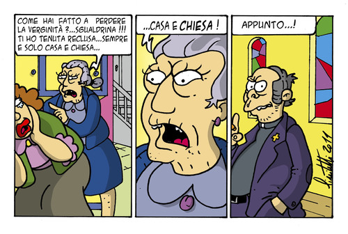 Cartoon: casa e chiesa (medium) by ignant tagged chiesa,humor,cartoon,satira