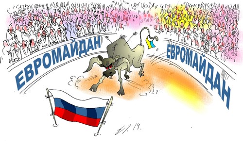 Cartoon: Euromaidan (medium) by medwed1 tagged euromaidan,maidan,ukraina,korrida