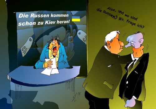Cartoon: Wo sind die Russen? (medium) by medwed1 tagged ukraine,propagande,betrug