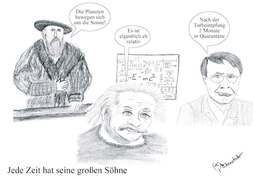 Cartoon: Jede Zeit hat seine großen Söhne (medium) by Mückenstich tagged große,söhne