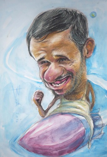 Cartoon: President Iran (medium) by boa tagged aricature,cartoon,happy,nice,painting,humor,comic,boa,romania