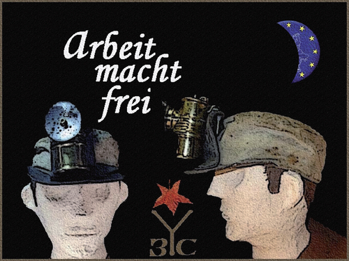 Cartoon: Arbeit macht frei 2 (medium) by Zoran Spasojevic tagged serbia,kragujevac,paske,spasojevic,digital,graphics,collage,arbeit,macht,work,frei