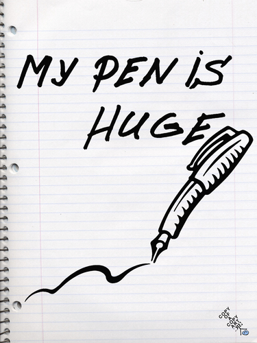 Cartoon: My pen is huge (medium) by Zoran Spasojevic tagged digital,graphics,huge,pen,zoran,spasojevic,paske,emailart,kragujevac,serbia