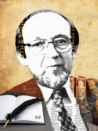 Cartoon: Radomir Putnik - writer (medium) by Zoran Spasojevic tagged portrait,graphics,digital,man,paske,spasojevic,zoran,kragujevac,serbia,collage