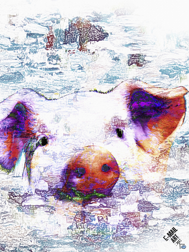 Cartoon: The Swimmer (medium) by Zoran Spasojevic tagged graphics,digital,zoran,spasojevic,paske,emailart,kragujevac,serbia,pig,art,urban,good,swimmer