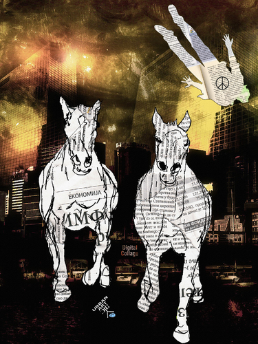 Cartoon: Urban horses (medium) by Zoran Spasojevic tagged serbia,kragujevac,paske,zoran,spasojevic,horses,urban,graphics,collage,digital,emailart