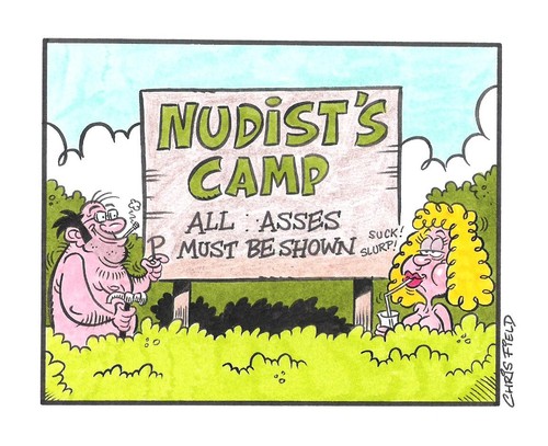 Cartoon: Naturist camp (medium) by fieldtoonz tagged nudists,camp,outdoors,...