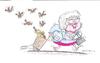 Cartoon: BIRDS! (small) by fieldtoonz tagged old,lady,birds,trolley,seed