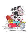 Cartoon: Pentel brush pen cartoon 2 (small) by fieldtoonz tagged pizza,hells,angel,bike,tattoos