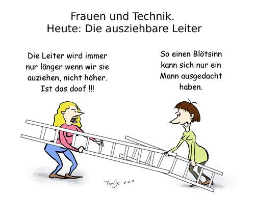 Cartoon: Frauen und Technik - Leiter (medium) by TomSe tagged frauenfeindlich,leiter,sexistisch