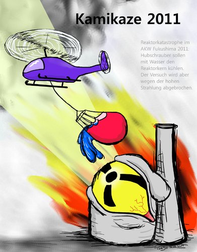 Cartoon: Kamikaze 2011 (medium) by TomSe tagged japandisaster,gau,atomkraft,kamikaze