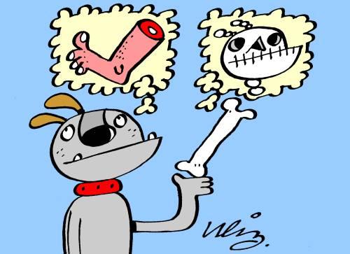 Cartoon: Dog and Bone (medium) by neilo tagged dog,bone,think