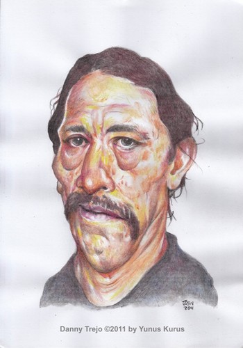 Cartoon: Danny Trejo (medium) by Joen Yunus tagged trejo,danny,pencil,colored,carricature,hollywood,actor,film