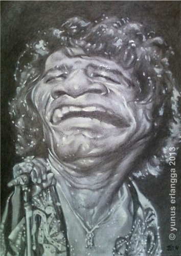 Cartoon: James Brown (medium) by Joen Yunus tagged james,caricature,charcoal,soul,music