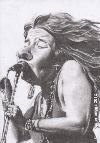 Cartoon: Janis Joplin (medium) by Joen Yunus tagged caricature,drawing,rockstar,pencil