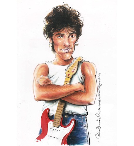 Cartoon: Bruce Springsteen caricature (medium) by Colin A Daniel tagged bruce,springsteen,caricature,by,colin,daniel