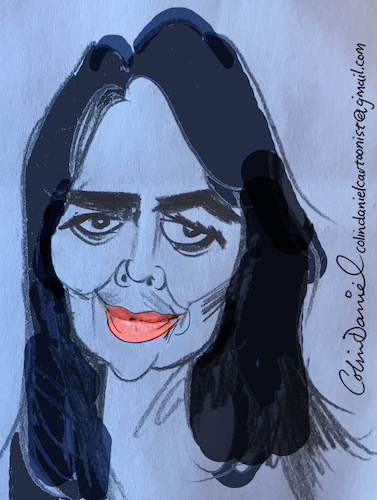 Julie Carmen caricature (medium) Cartoon: Julie Carmen caricature (medium) by Colin A Daniel tagged julie,carmen,caricature,cartoon,drawing