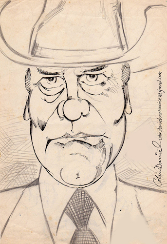 Cartoon: Larry Hagman caricature (medium) by Colin A Daniel tagged larry,hagman,caricature